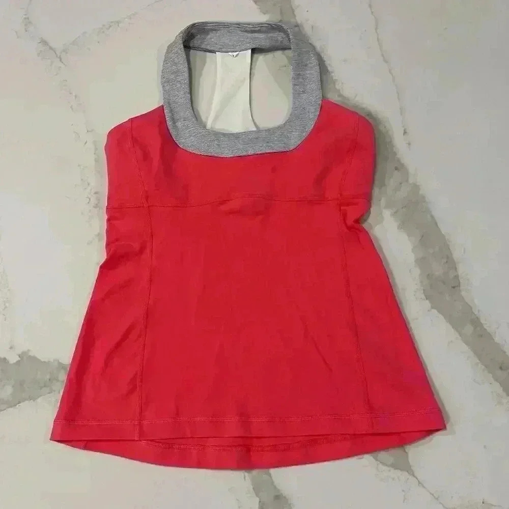 Lululemon Athletica ScoopNeck Racerback Activewear TankTop Pink ShelfBra Women 8